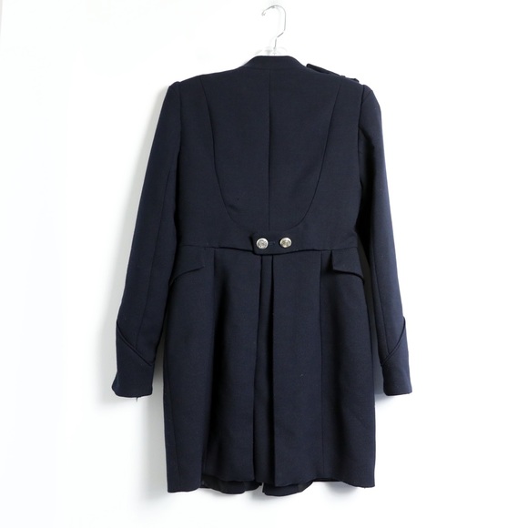 Zara dark navy blue wool military coat double-breasted buttons winter fall XS S - Picture 3 of 11